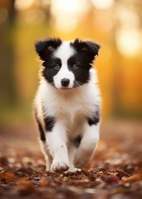 Border Collie Puppy in Autumn