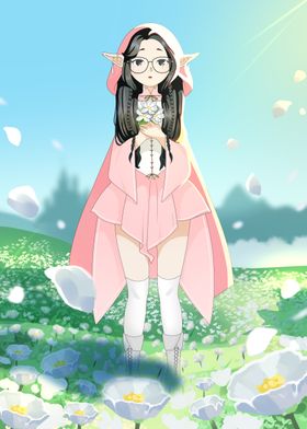 Elf Girl in Pink Anime