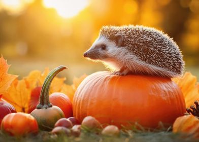 Hedgehog on Pumpkin