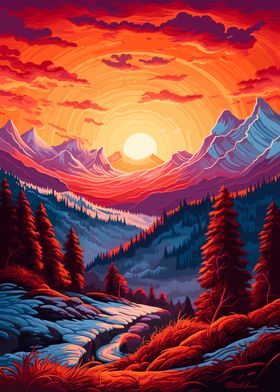 Mountain Sunset Landscape