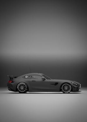 Black Mercedes Benz AMG GT4 2020 - Side View