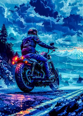 Motorcycle Ride in the Rain