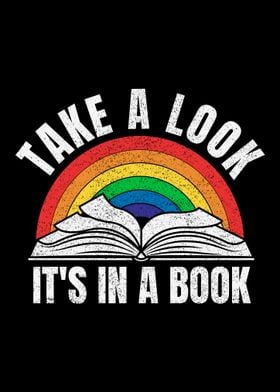 vintage retro distressed rainbow colors take a look it's in a book reading cute graphic