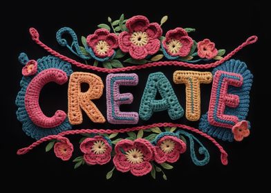 Crocheted CREATE Word Art