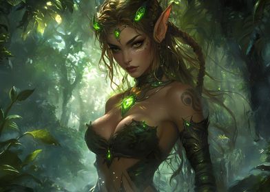 Green-Eyed Elf in Forest