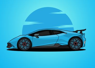 Blue Lamborghini Illustration