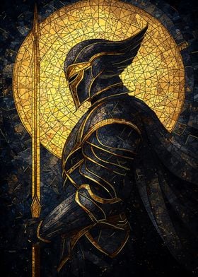 Golden Knight Stained Glass