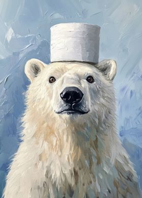 Polar Bear with Toilet Paper Hat