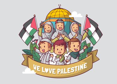 Palestinian Children Illustration