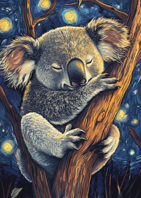 Koala in Starry Night