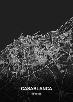 Casablanca City Map Dark