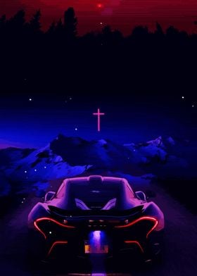 Night Drive with a Cross