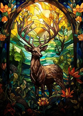 Stained Glass Deer Animal