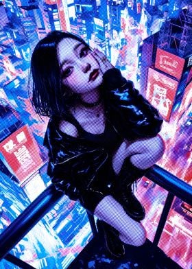 Cyberpunk City Girl Anime