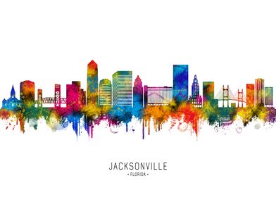 Jacksonville Skyline Watercolor