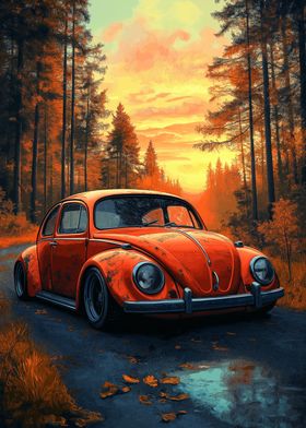 Vintage Beetle Sunset