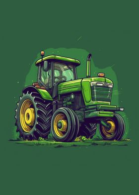 Green Tractor Illustration