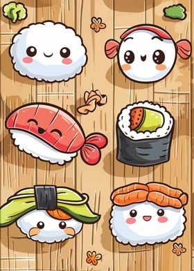 Cute Sushi Illustration