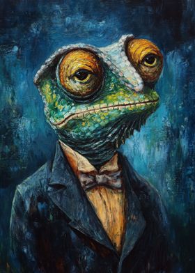 Chameleon in Suit Painting