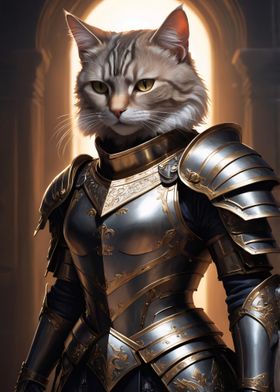 Cat Knight in Armor