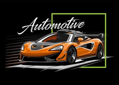 Orange Sports Car Graphic