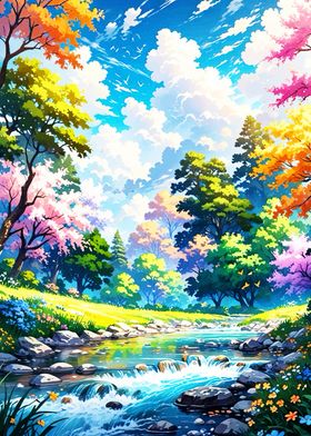 Colorful Forest Stream