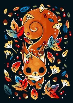 Autumn Squirrel Illustration