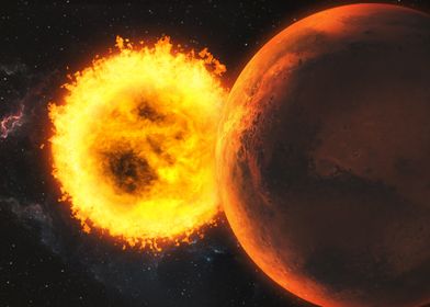 Mars and Sun Explosion