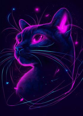 Neon Cat Portrait