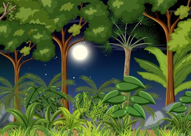 Nighttime Jungle Scene