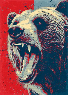 Bear Portrait in Red, White, and Blue