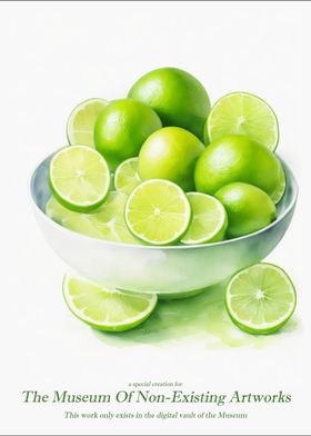 Limes in Bowl Watercolor