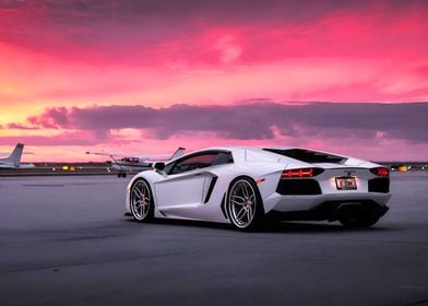 White Lamborghini Aventador