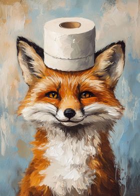 Fox with Toilet Paper Hat