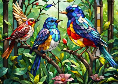 Stained Glass Birds