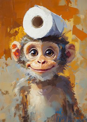 Monkey with Toilet Paper Hat