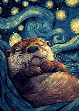 Otter Starry Night