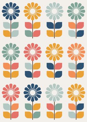 Colorful Retro Floral Pattern