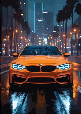 Orange BMW in City