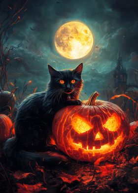 Halloween Pumpkin & cat