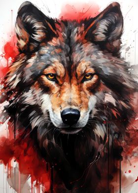 Wolf Watercolor Portrait