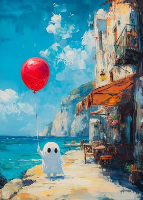 Ghost with Balloon by the Sea