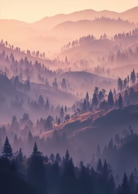 Misty Mountain Scenery