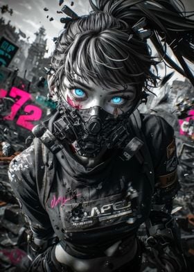 Cyberpunk Girl with Gas Ma