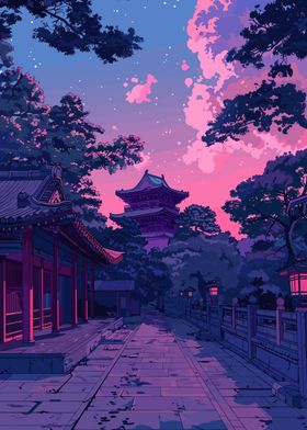 Japanese Temple at Dusk