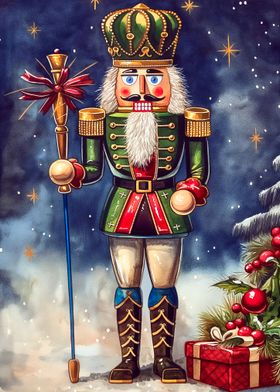 Christmas Nutcracker Watercolor