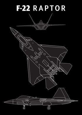 F-22 Raptor Line Art