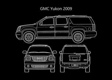 GMC Yukon 2009 Line Art