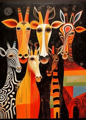 Giraffe and Zebra Painting