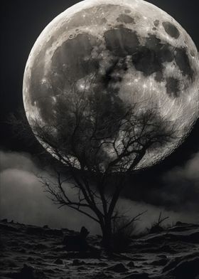 Full Moon and Bare Tree